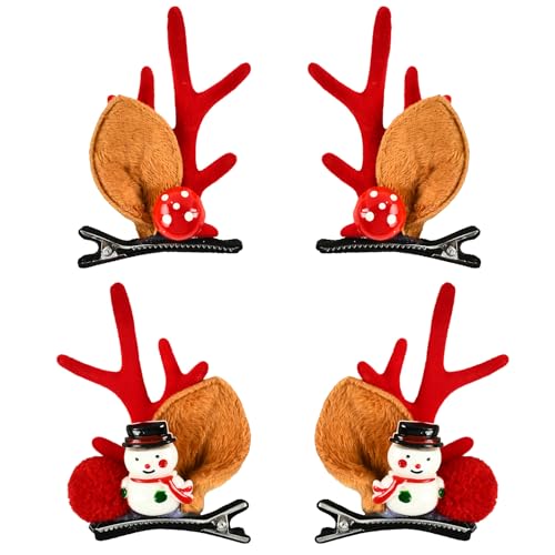 Weihnachts-Haarspange, 4 Stück Weihnachts Haarschmuck, Weihnachten Geweih Haarnadel, Haarschmuck Weihnachten Kinder, Weihnachten Mädchen Haarschmuck Set, Haarschmuck für Frauen und Mädchen (C) von Niumowang