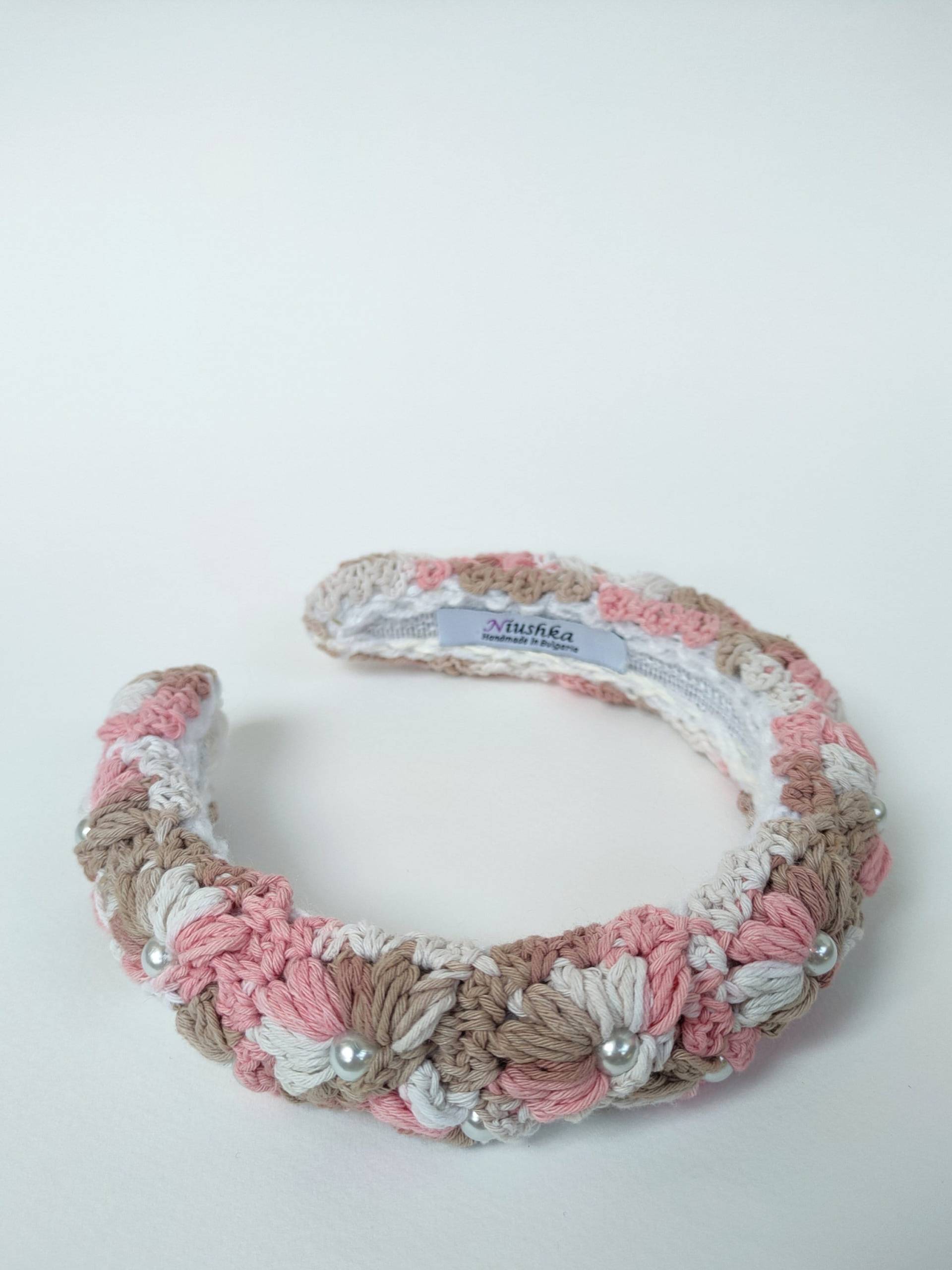 Designer Gepolstertes Stirnband Rosa Puder Melange Designer Gepolstertes Stirnband Rosa Puder Melange von NiushkaByNia