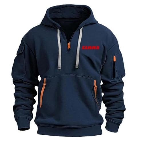 Niuwiwyi Herren-Sweatshirts, CL_AAS Kapuzenpullover Mit Halbem Reißverschluss, Große Größen, Lässiger Warmer Pullover, Herbst-Winter-Langarmjacke,XL,Blue von Niuwiwyi