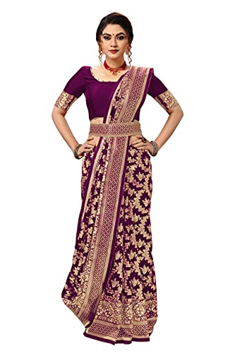 Nivah Fashion Damen Banarasi Art Silk Saree mit Blusenteil, Violett, Einheitsgröße von Nivah Fashion