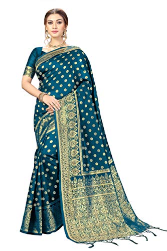 Nivah Fashion Damen Kanjivaram Banarasi Art Seide Sari mit Blusenteil, blaugrün Nivah Fashion Damen Kanjivaram Banarasi Art Seide Sari mit Blusenteil, blaugrün von Nivah Fashion