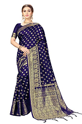 Nivah Fashion Damen Kanjivaram Banarasi Art Silk Saree mit Blusenteil, blau, One size von Nivah Fashion