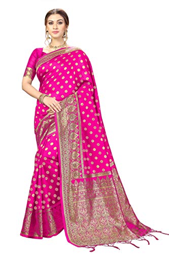 Nivah Fashion Damen Kanjivaram Banarasi Art Silk Saree mit Blusenteil, rose, Einheitsgröße von Nivah Fashion