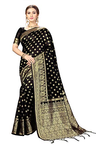 Nivah Fashion Damen Kanjivaram Banarasi Art Silk Sari mit Blusenteil, Schwarz von Nivah Fashion