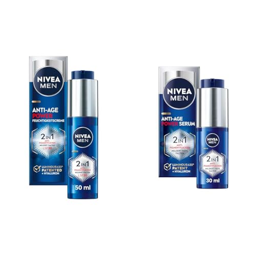 Bundle mit NIVEA MEN Anti-Age 2in1 Power Tagespflege mit LSF 30, Gesichtspflege mit Hyaluron und LUMINOUS630 (50 ml) & NIVEA MEN Anti-Age 2in1 Power Serum, Gesichtspflege mit Hyaluron (30 ml) von Nivea Men