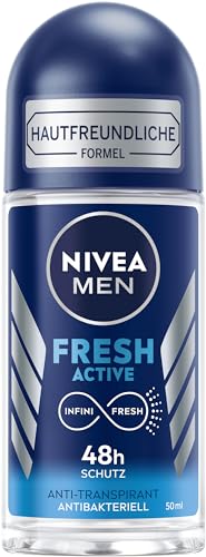 NIVEA MEN Fresh Active Deo Roll-On (50 ml), Antitranspirant für 48h Schutz gegen Schweiß, Deodorant mit einzigartiger INFINIFRESH Formel und wertvollen Meeresextrakten von Nivea Men