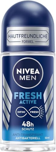 NIVEA MEN Fresh Active Deo Roll-On (50 ml), Antitranspirant für 48h Schutz gegen Schweiß, Deodorant mit einzigartiger INFINIFRESH Formel und wertvollen Meeresextrakten von Nivea Men