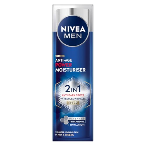 NIVEA MEN Anti-Age 2in1 Power Feuchtigkeitspflege (50 ml), mit LSF 30, Thiamidol und Hyaluronsäure für Sonnenschutz, dunkle Flecken und jünger aussehende Haut von NIVEA MEN