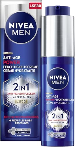 NIVEA MEN Anti-Age 2in1 Power Tagespflege mit LSF 30, Gesichtspflege mit Hyaluron für Männer mit Anti-Aging-Effekt, Hautpflege mit LUMINOUS630® gegen Alters- und Pigmentflecken (50 ml) von Beiersdorf