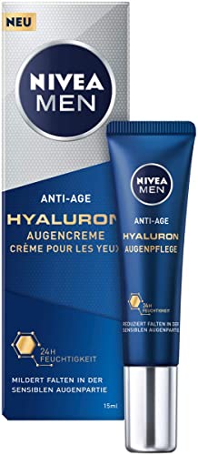 NIVEA MEN Anti-Age Hyaluron Augencreme (15 ml), Augenpflege reduziert Anzeichen von Müdigkeit, Feuchtigkeitscreme mildert Falten im Augenbereich sichtbar von Beiersdorf