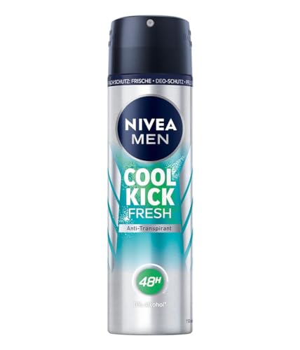 NIVEA MEN Cool Kick Fresh Deo Spray (150 ml), Deodorant schützt 48h gegen Schweiß und Körpergeruch, Antitranspirant mit Kaktuswasser und leichter Formel von Nivea Men