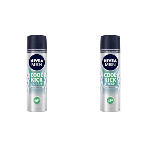 NIVEA MEN Cool Kick Fresh Deo Spray (150 ml), Deodorant schützt 48h gegen Schweiß und Körpergeruch, Antitranspirant mit Kaktuswasser und leichter Formel (Packung mit 2) von Nivea Men