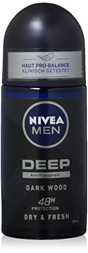 NIVEA MEN DEEP Dry & Clean Deo Roll-On (50 ml), Antitranspirant für ein sauberes Hautgefühl, Deodorant mit 48h Schutz von NIVEA MEN