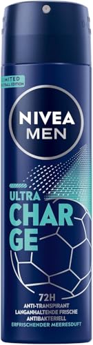 NIVEA MEN Deo Spray, Anti-Transpirant mit belebendem Meeresduft, zuverlässiges Deodorant mit 72h Schutz und 0% Ethylalkohol, Ultra Charge Limited Football Edition (150 ml) von NIVEA MEN