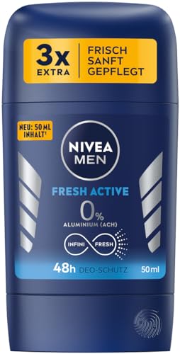 NIVEA MEN Fresh Active Deo Stick (50 ml), Deodorant mit einzigartiger INFINIFRESH Formel & NIVEA MEN Pflege-Komplex, Deo ohne Aluminium mit Meeresextrakten für 48h Schutz von Nivea Men