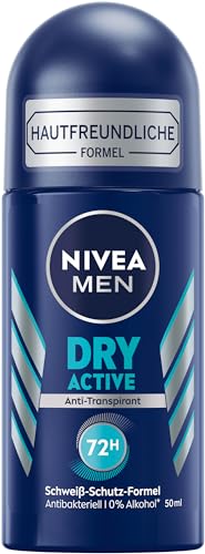 NIVEA MEN Dry Active Deo Roll-On (50 ml), effektives Anti-Transpirant für ein trockenes Hautgefühl, Deodorant mit 72h Schutz und Dual-Active-Formel von Nivea Men