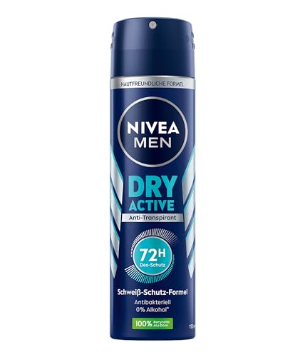 NIVEA MEN Dry Active Deo Spray (150 ml), effektives Anti-Transpirant für ein trockenes Hautgefühl, mit 72h Schutz und Dual-Active-Formel von Nivea Men