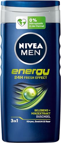 NIVEA MEN Energy Duschgel (250 ml), pH-hautfreundliche Pflegedusche mit vitalisierendem Duft und 24h Frische Effekt, Cremedusche mit Minzextrakt für Körper, Gesicht und Haar von Nivea Men