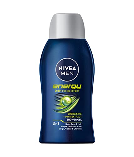 NIVEA MEN Energy Duschgel Mini (50 ml), pH-hautfreundliche Pflegedusche mit vitalisierendem Duft, Cremedusche mit Minzextrakt für Körper, Gesicht und Haar von Nivea Men