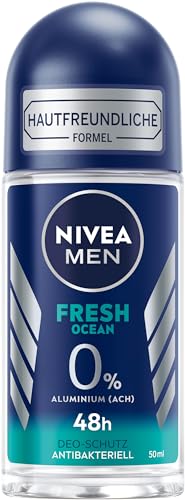 NIVEA MEN Fresh Ocean Deo Roll-On (50 ml), Deo ohne Aluminium (ACH) mit 48h Schutz, Deodorant mit einzigartiger INFINIFRESH Formel und NIVEA MEN Pflegekomplex von Nivea Men