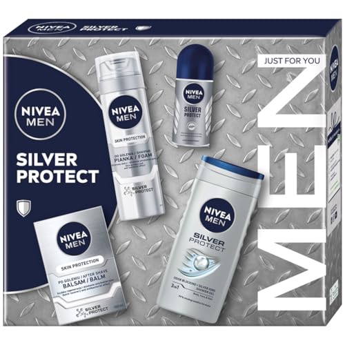 NIVEA MEN Geschenkset SILVER PROTECT COLLECTION - Männerpflege-Set für den Körper - Hautverträglich - Bakterienhemmend - Recommended Browse Node: 2987392031 von NIVEA MEN