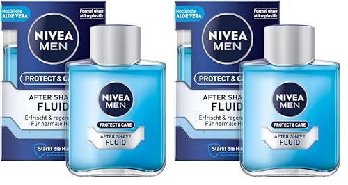 NIVEA MEN Protect & Care After Shave Fluid (100 ml), beruhigendes After Shave, Hautpflege nach der Rasur mit Aloe Vera und Pro Vitamin B5 (Packung mit 2) von NIVEA