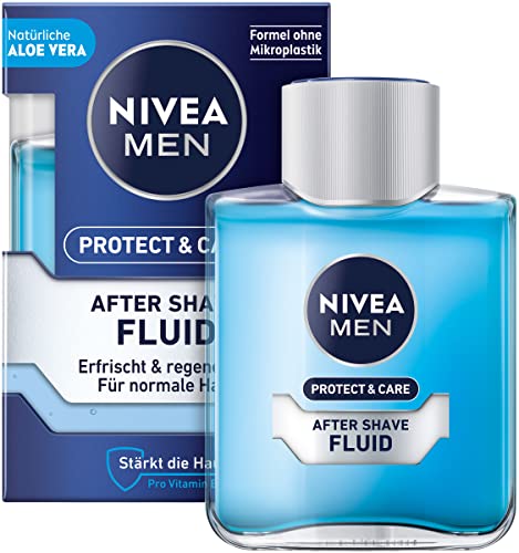 NIVEA MEN Protect & Care After Shave Fluid (100 ml), beruhigendes After Shave, Hautpflege nach der Rasur mit Aloe Vera und Pro Vitamin B5 von Nivea Men