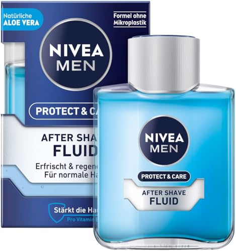 NIVEA MEN Protect & Care After Shave Fluid (100 ml), beruhigendes After Shave für Männer, Hautpflege nach der Rasur mit Aloe Vera und Pro Vitamin B5 von NIVEA MEN
