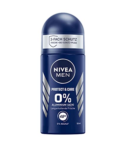 NIVEA MEN Protect & Care Deo Roll-On (50 ml), sanftes Deo ohne Aluminium (ACH) für ein langanhaltend frisches Hautgefühl, pflegendes Deodorant mit 48h Deo-Schutz von Nivea Men