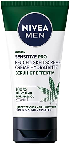 NIVEA MEN Sensitive Pro Feuchtigkeitscreme (75 ml), feuchtigkeitsspendende Creme mit Hanfsamenöl & Vitamin E, beruhigende Gesichtspflege für empfindliche Haut von Nivea Men