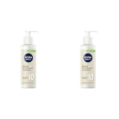 NIVEA MEN Sensitive Pro Menmalist Rasiercreme (200 ml), milde Formel mit 10 ausgewählten Inhaltsstoffen, transparentes Rasiergel für die Vollrasur und für alle Bartträger (Packung mit 2) von Nivea Men