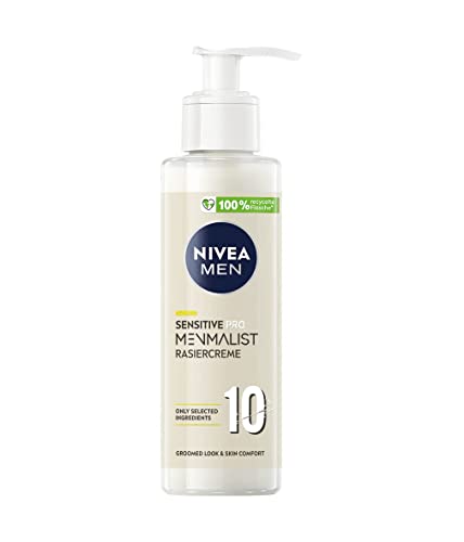 NIVEA MEN Sensitive Pro Menmalist Rasiercreme (200 ml), milde Formel mit 10 ausgewählten Inhaltsstoffen, transparentes Rasiergel für die Vollrasur und für alle Bartträger von Nivea Men