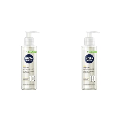 NIVEA MEN Sensitive Pro Menmalist Waschgel (200 ml), Gesichts- und Bartwaschgel mit 10 ausgewählten Inhaltsstoffen, milde Waschcreme mit einem pH-Wert von 5,0 (Packung mit 2) von Nivea Men