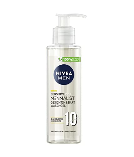 NIVEA MEN Sensitive Pro Menmalist Waschgel (200 ml), Gesichts- und Bartwaschgel mit 10 ausgewählten Inhaltsstoffen, milde Waschcreme mit einem pH-Wert von 5,0 von Nivea Men