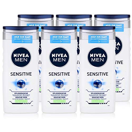 NIVE MEN Duschgel im 6er Pack (6 x 250 ml), beruhigende Pflegedusche mit Bambusextrakt, feuchtigkeitsspendendes Duschgel für empfindliche Haut von NIVEA MEN