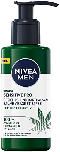 NIVEA MEN Sensitive Pro Gesichts- und Bartbalsam (150 ml), feuchtigkeitsspendende Creme mit Hanfsamenöl & Vitamin E, beruhigender, leichter Balsam für Bartträger von Nivea Men