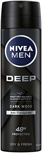 Nivea Men 80027-01000-39 DEEP Dry & Fresh Deo Spray (150 ml), Antitranspirant für ein sauberes Hautgefühl, Deodorant mit 48h Schutz von Nivea Men