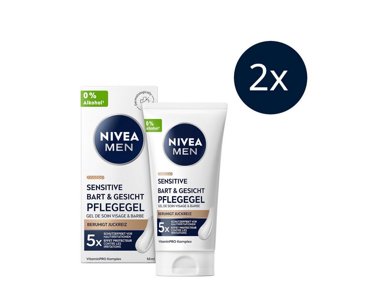 Nivea Men After Shave Lotion NIVEA MEN Sensitive Bart & Gesichtspflege Gel 2x 50ml Set, 2-tlg., 2 x 50ml von Nivea Men