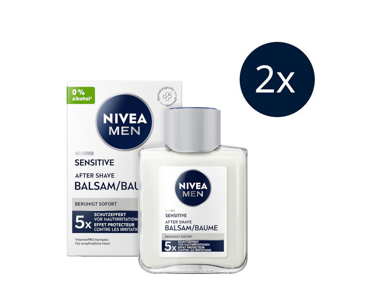 Nivea Men After Shave Lotion Sensitive After Shave Balsam 2 x 100ml, 2-tlg. von Nivea Men