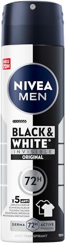 NIVEA MEN Black & White Invisible Deo Spray (150 ml), Anti-Transpirant mit Anti-Flecken-Formel, mit 48h Schutz und Pflegekomplex von Nivea Men