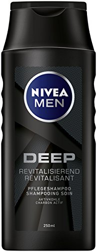 Nivea Men Deep Pflegeshampoo im 6er Pack (6 x 250 ml), revitalisierendes Haarshampoo mit Aktivkohle für den täglichen Gebrauch, Haarpflege entfernt Fette und Styling-Rückstände von NIVEA MEN
