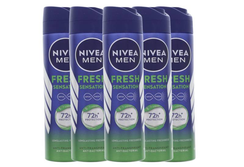 Nivea Men Deo-Roller 5 x NIVEA MEN Fresh Sensation Deospray bis zu 72h Schutz gegen Schweiß von Nivea Men