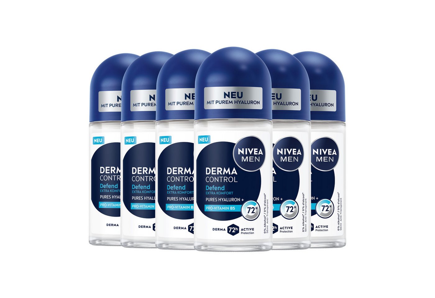 Nivea Men Deo-Roller Deodorant Men Derma Control Defend Roll-On 6 x 50ml, 6-tlg. von Nivea Men
