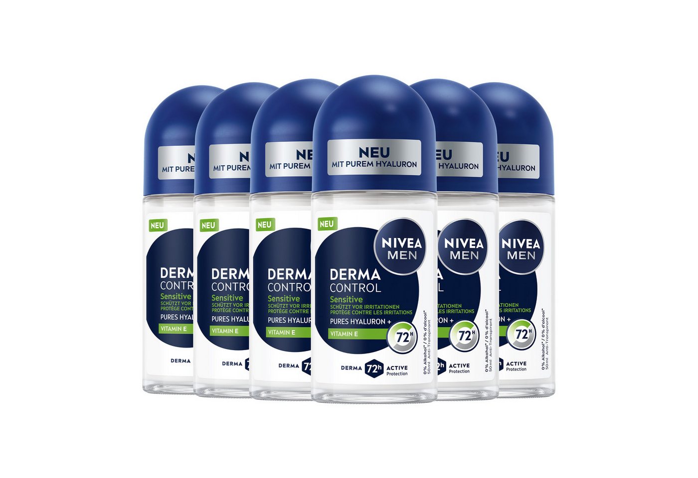 Nivea Men Deo-Roller Deodorant Men Derma Control Sensitiv Roll-On 6 x 50ml, 6-tlg. von Nivea Men