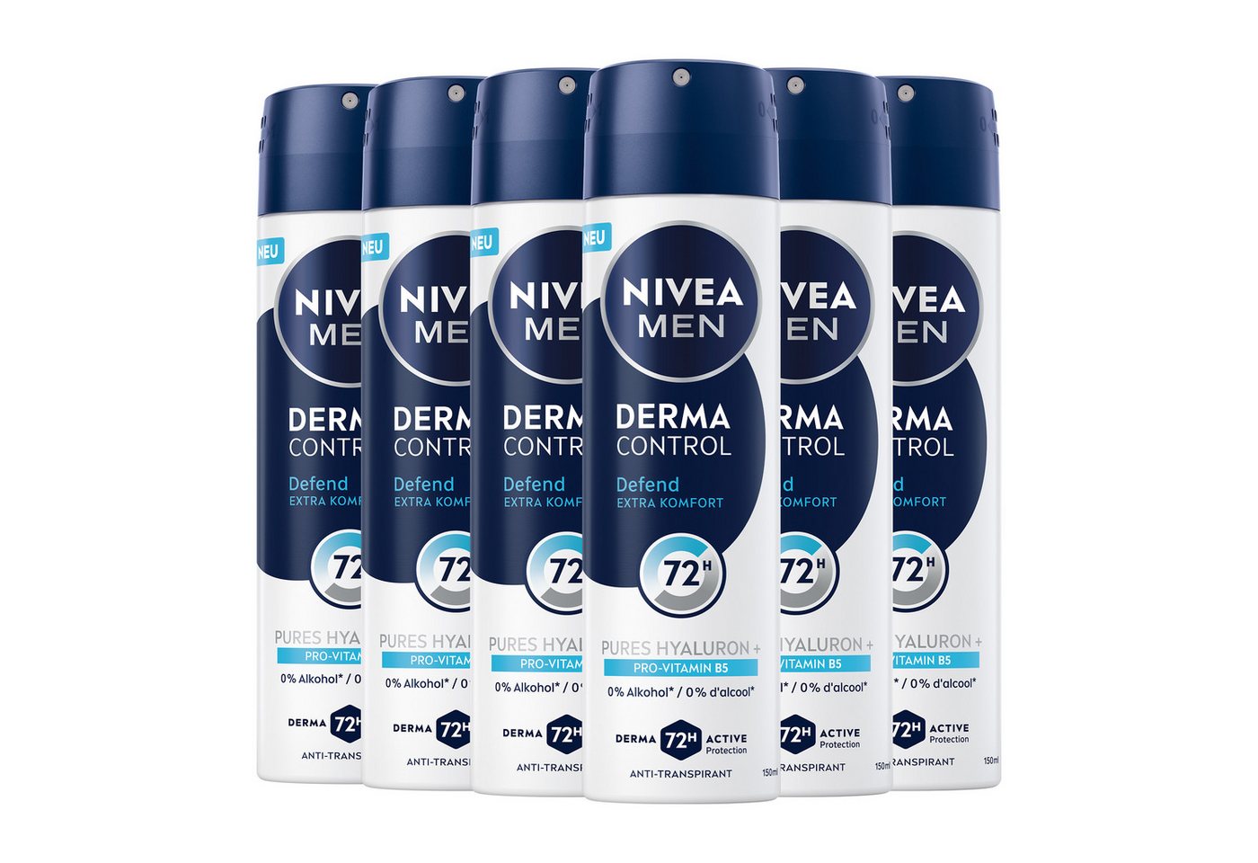 Nivea Men Deo-Spray Deodorant Derma Control Defend Deospray 6 x 150ml, 6-tlg. von Nivea Men