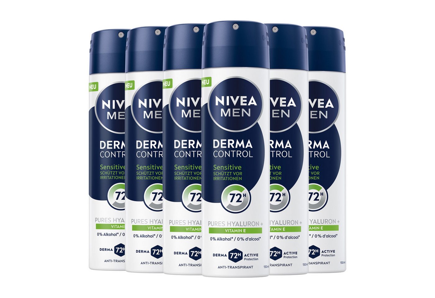 Nivea Men Deo-Spray Deodorant Men Derma Control Sensitiv Deospray 6 x 150ml, 6-tlg. von Nivea Men