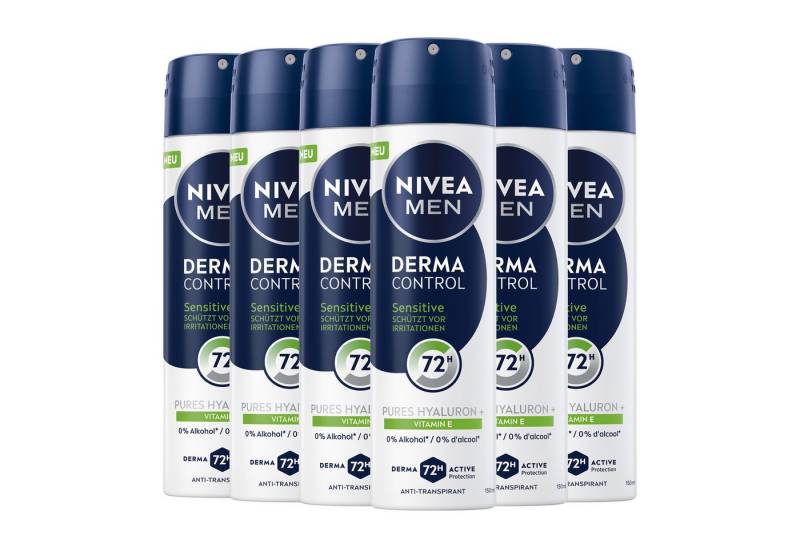 Nivea Men Deo-Spray Deodorant Men Derma Control Sensitiv Deospray 6 x 150ml, 6-tlg. von Nivea Men