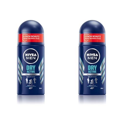 Nivea Men Dry Active Deo Roll-On, 50 ml (Packung mit 2) von Nivea Men