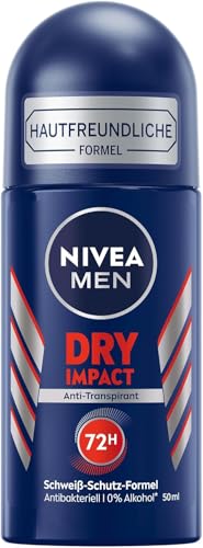 NIVEA MEN Dry Impact Deo Roll-On (50 ml), Anti-Transpirant für ein trockenes Hautgefühl, 72h Schweiß-Schutz und Dual-Active-Formel von NIVEA