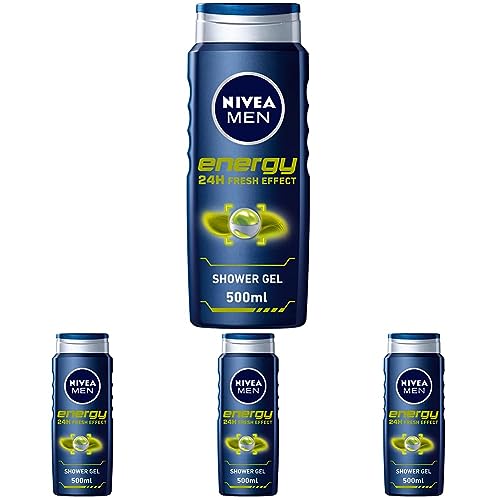 Nivea Men Duschgel, Energie, 3-in-1, 500 ml (Packung mit 4) von Nivea Men